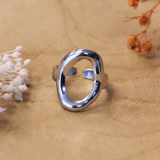 Stainless steel ring zilver - open midden