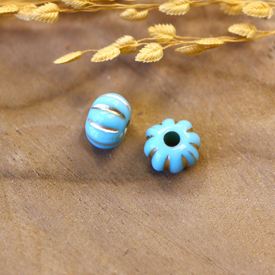 Kraal blauw - goud gestreept