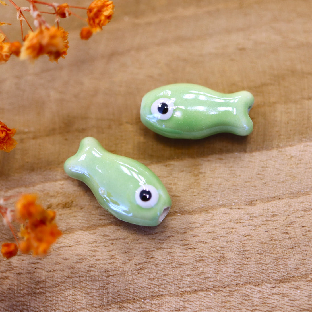 Perle grün - Keramik Fisch