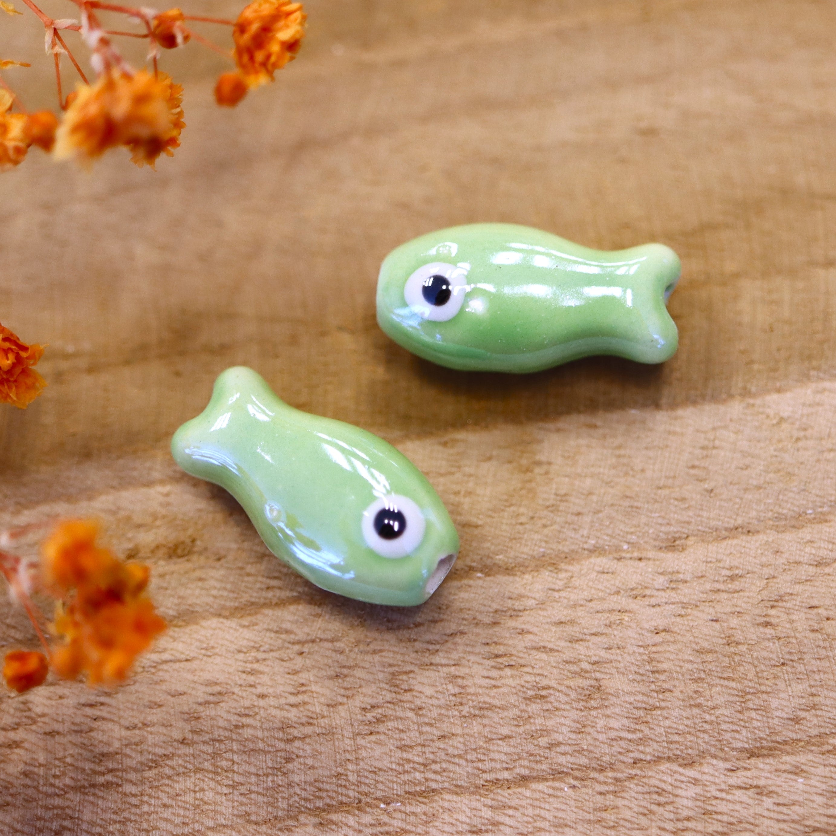 Perle grün - Keramik Fisch