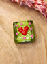 Bead green - glass bead with heart