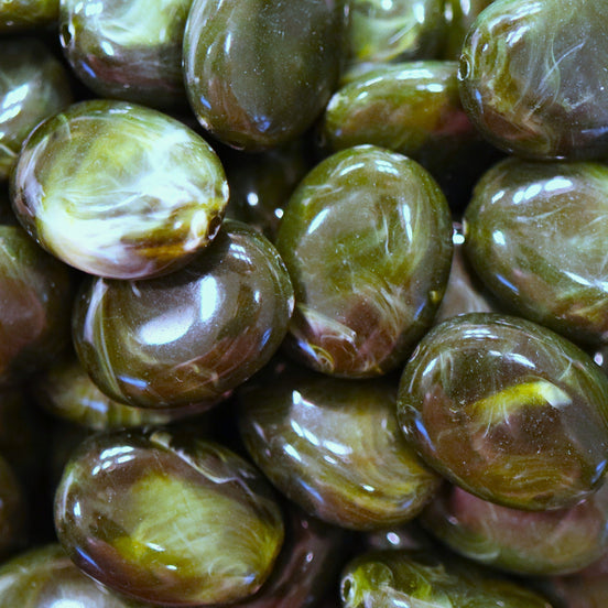 Acryl kraal ovaal 19x15 mm - donkergroen