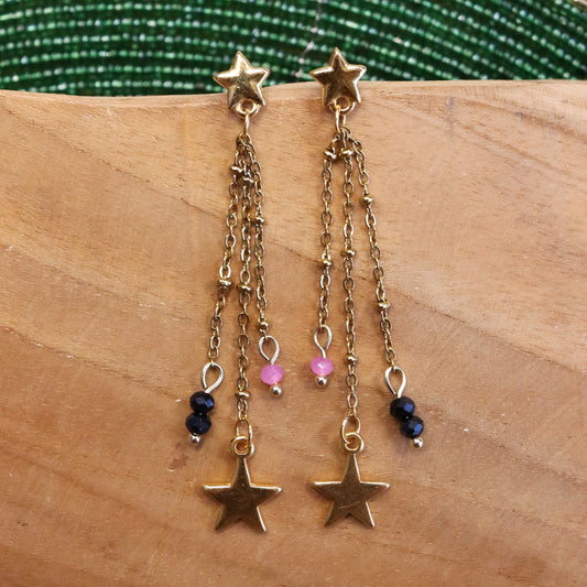 Oorbellen - jasseron met ster en facetkralen