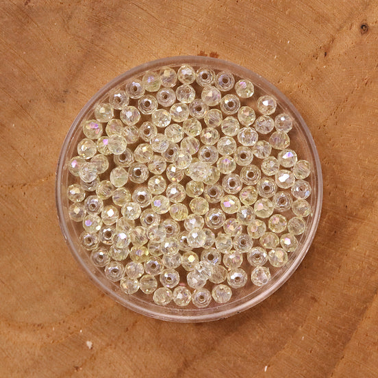 Rondel facetkralen 2x3 mm - Light lemon