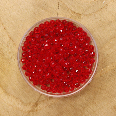 Rondel facetkralen 2x3 mm - Red