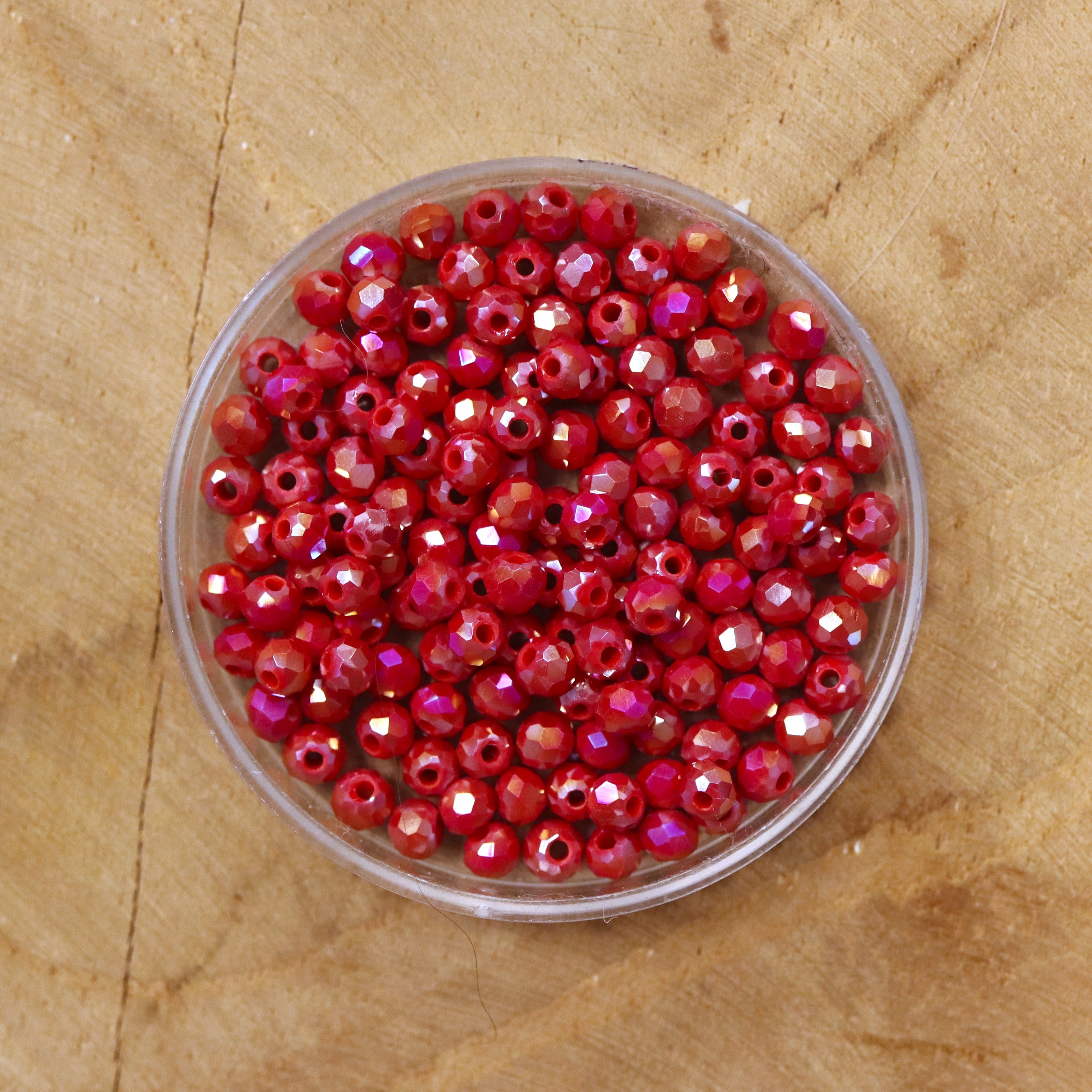 Rondell Facettenperlen 2x3 mm - AB gefärbt rot