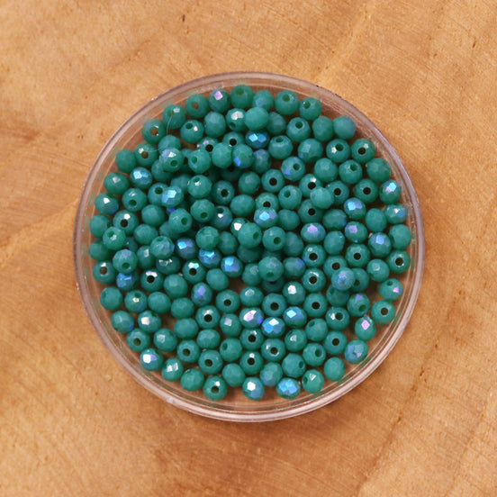 Rondel facetkralen 2x3 mm - Spruce AB green