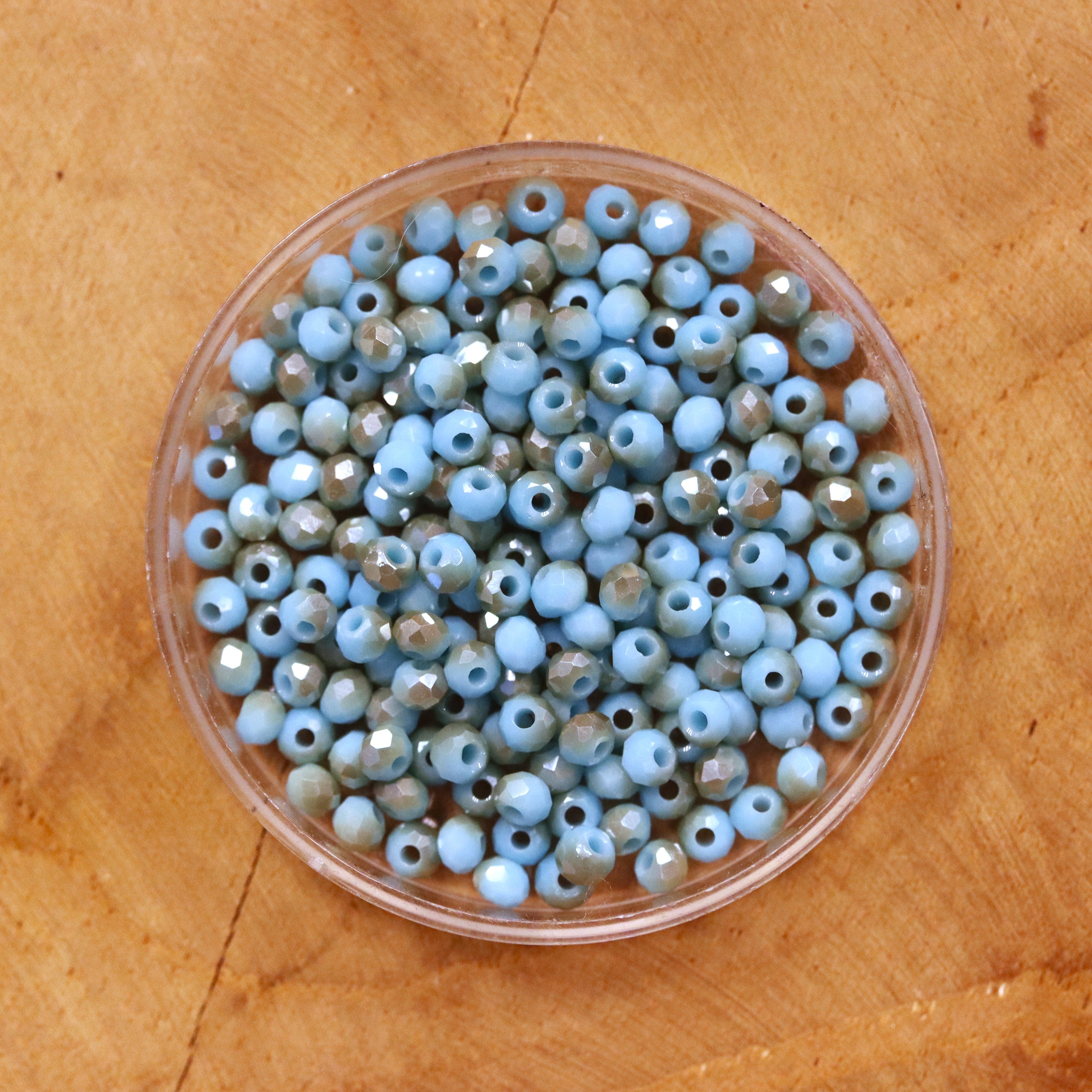 Rondel facetkralen 2x3 mm - Turquoise diamond coating