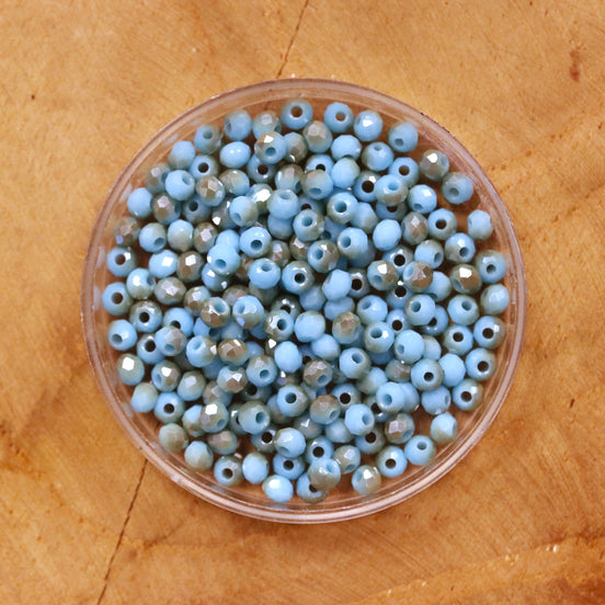 Rondel facetkralen 2x3 mm - Turquoise diamond coating