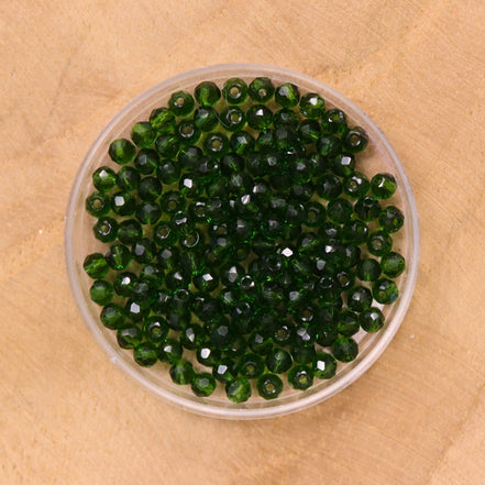 Rondel facetkralen 2x3 mm - Eucalyptus green