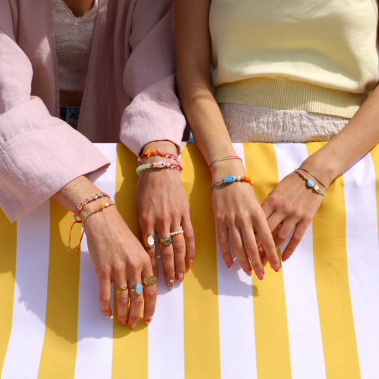 Armband rozenkwarts en schelpkralen