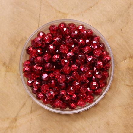 Rondel facetkralen 3x4 mm - AB wine red