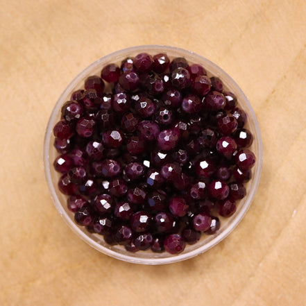 Rondel facetkralen 3x4 mm - Aubergine