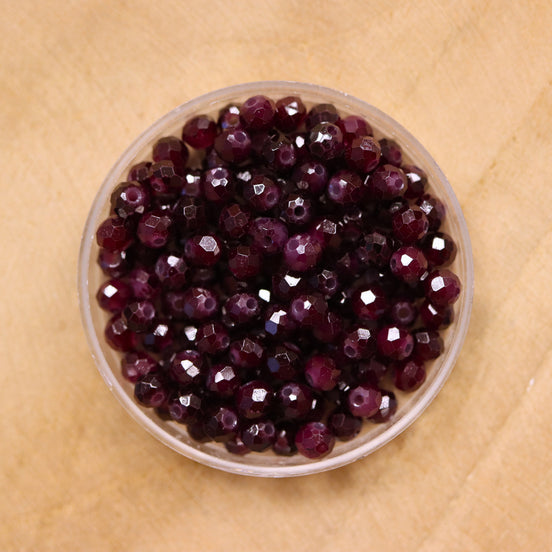 Rondel facetkralen 3x4 mm - Aubergine