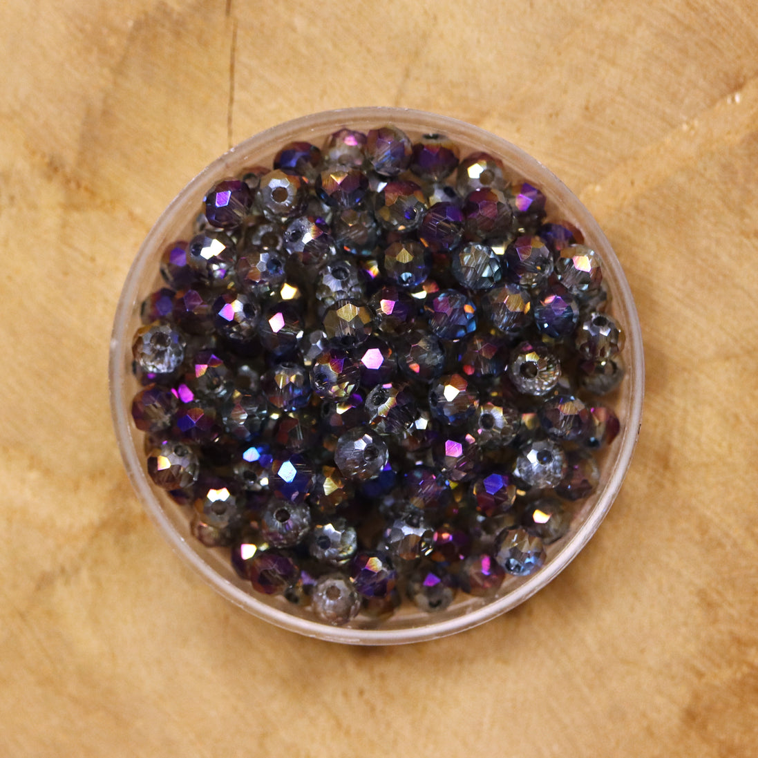 Rondel facetkralen 3x4 mm - Grey diamond coating purple