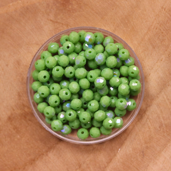 Rondel facetkralen 3x4 mm - AB green