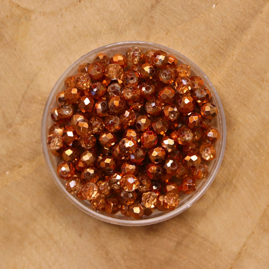 Rondel facetkralen 3x4 mm - Copper plated