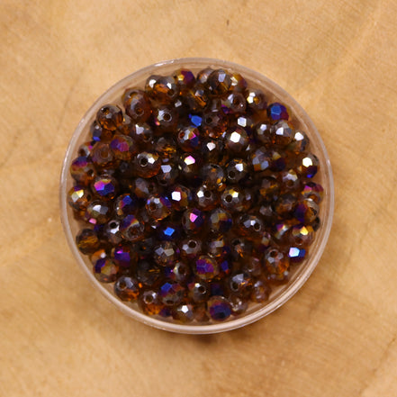 Rondel facetkralen 3x4 mm - Brown diamond coating purple