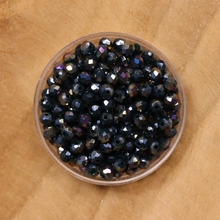 Rondel facetkralen 3x4 mm - AB jet copper