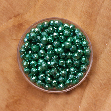 Rondel facetkralen 3x4 mm - Forest green diamond coating