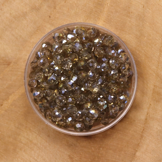 Rondel facetkralen 3x4 mm - Grey AB