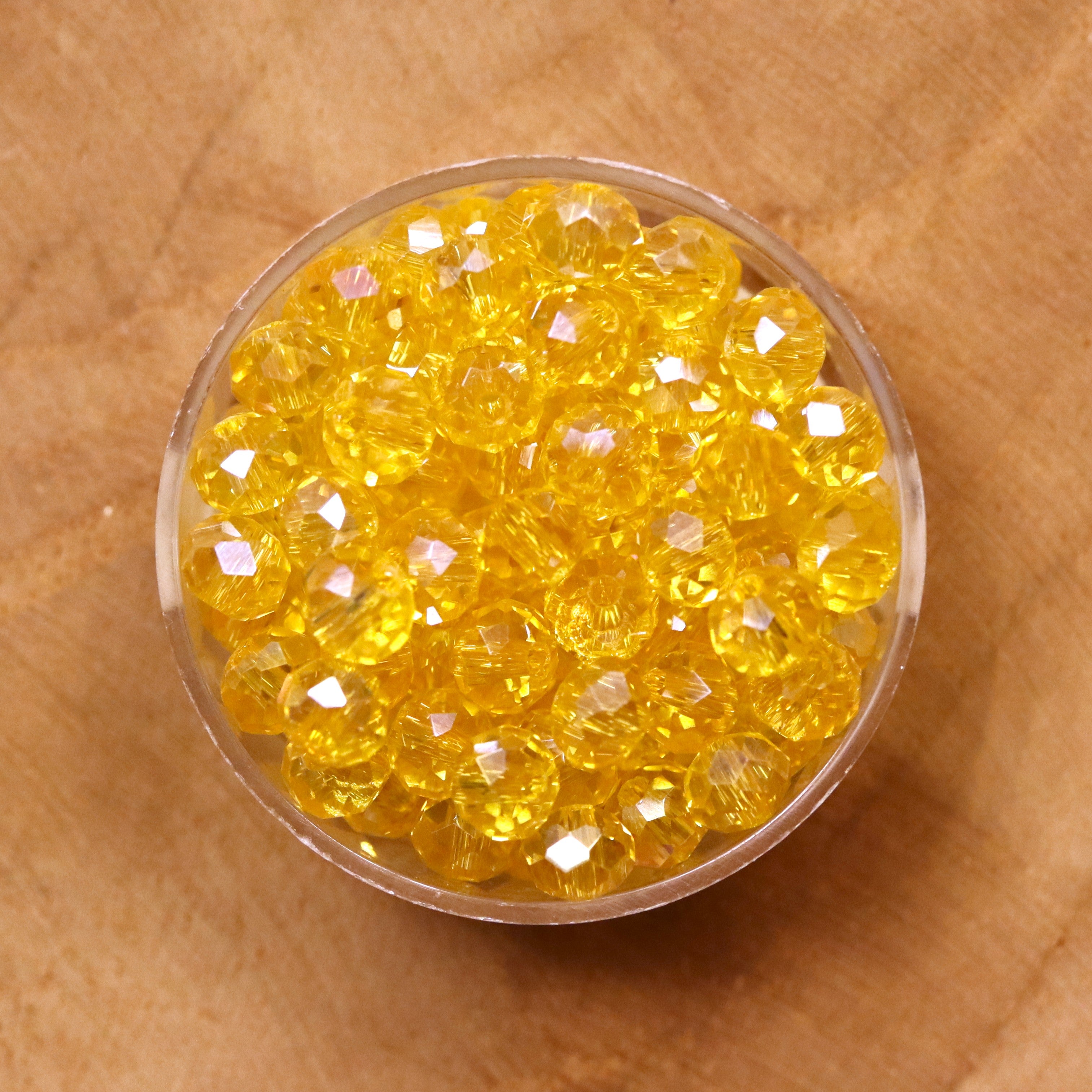 Rondel facetkralen 4x6 mm - Golden yellow