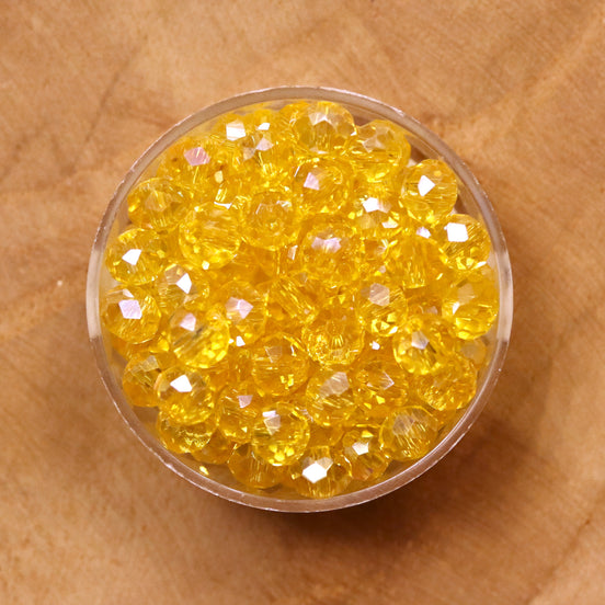 Rondel facetkralen 4x6 mm - Golden yellow