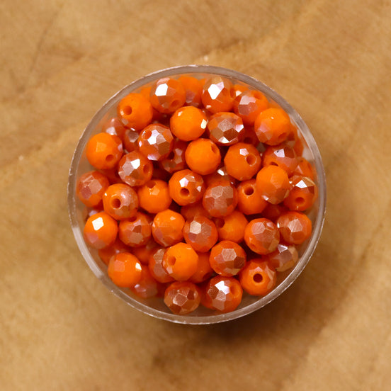 Rondel facetkralen 4x6 mm - Orange diamond coating
