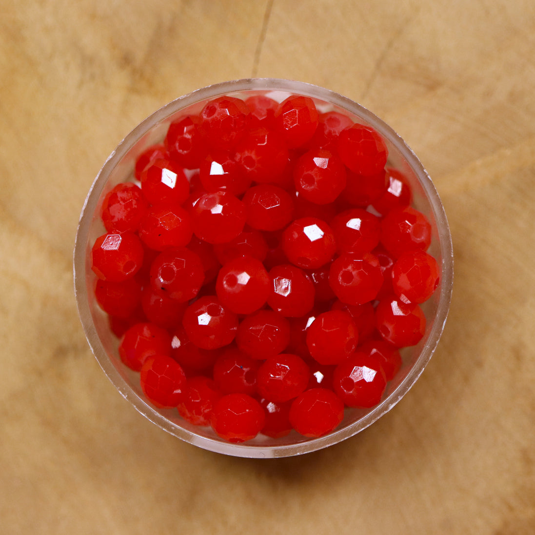 Rondel facetkralen 4x6 mm - Cherry red