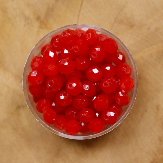 Rondel facetkralen 4x6 mm - Cherry red