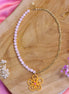 Kralenketting - rozenkwarts met oranje bloem
