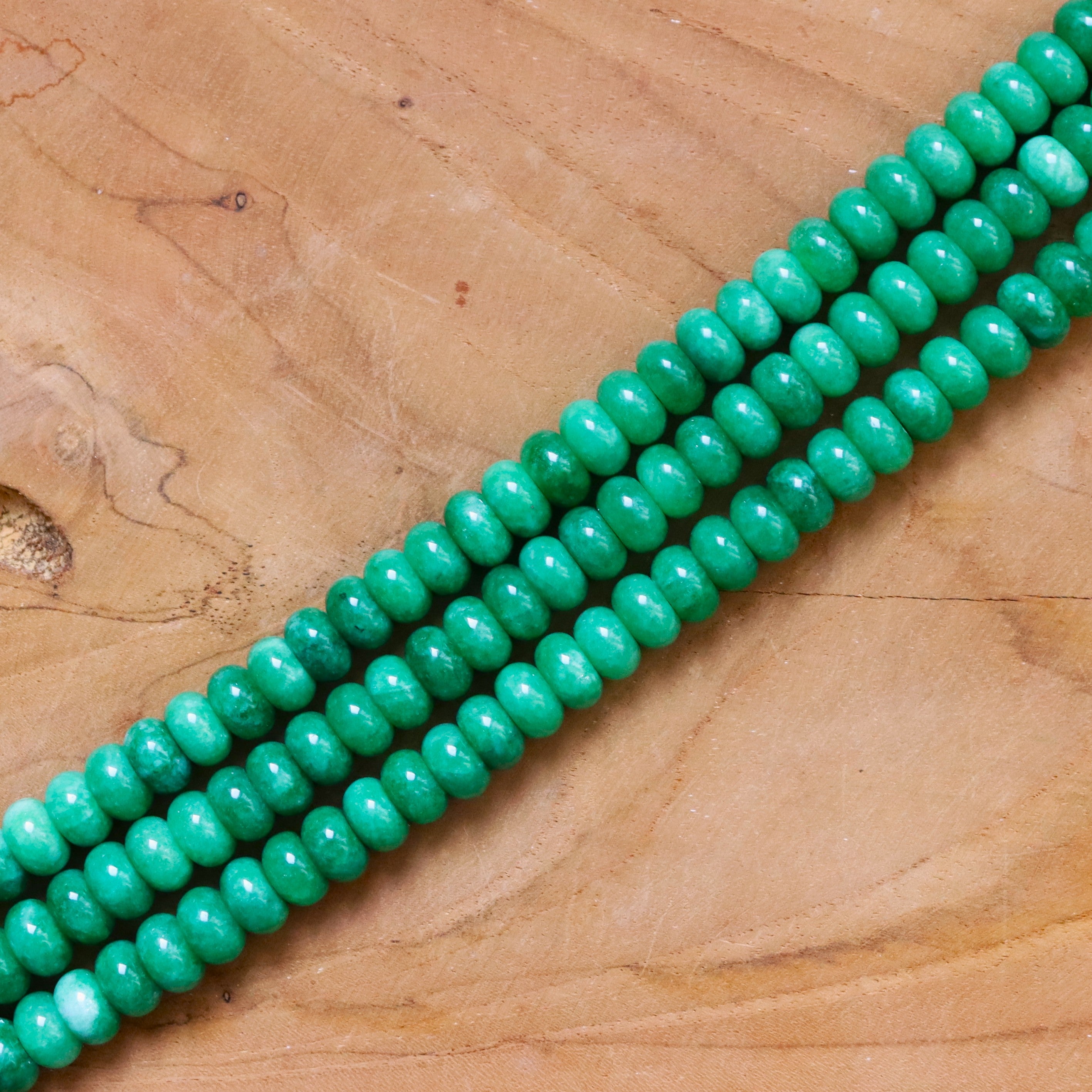 Perlenkette Rondelle gefärbte Jade - Grün