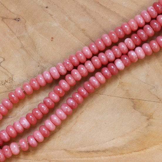 Kralenstreng rondellen dyed jade - Salmon