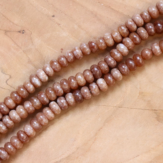 Kralenstreng rondellen dyed jade - Coconut brown