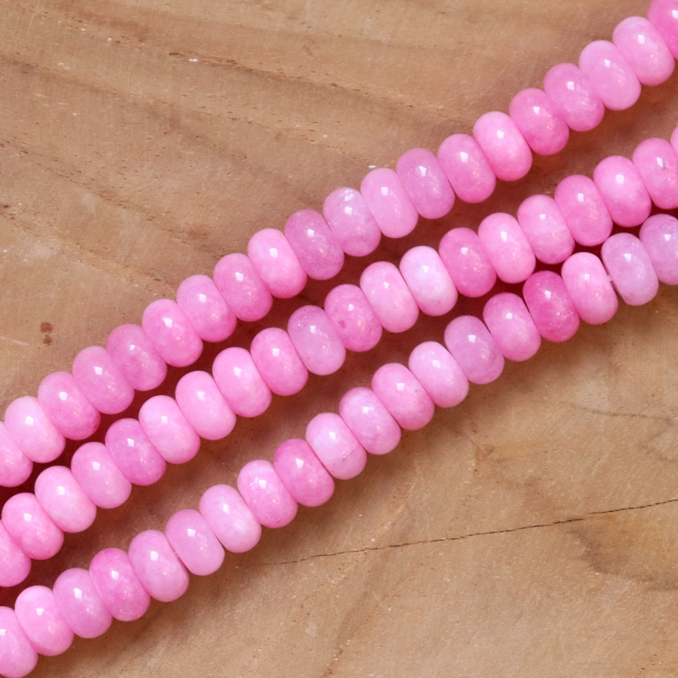 Kralenstreng rondellen dyed jade - pearl pink