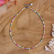 Bead necklace - colored shells silver