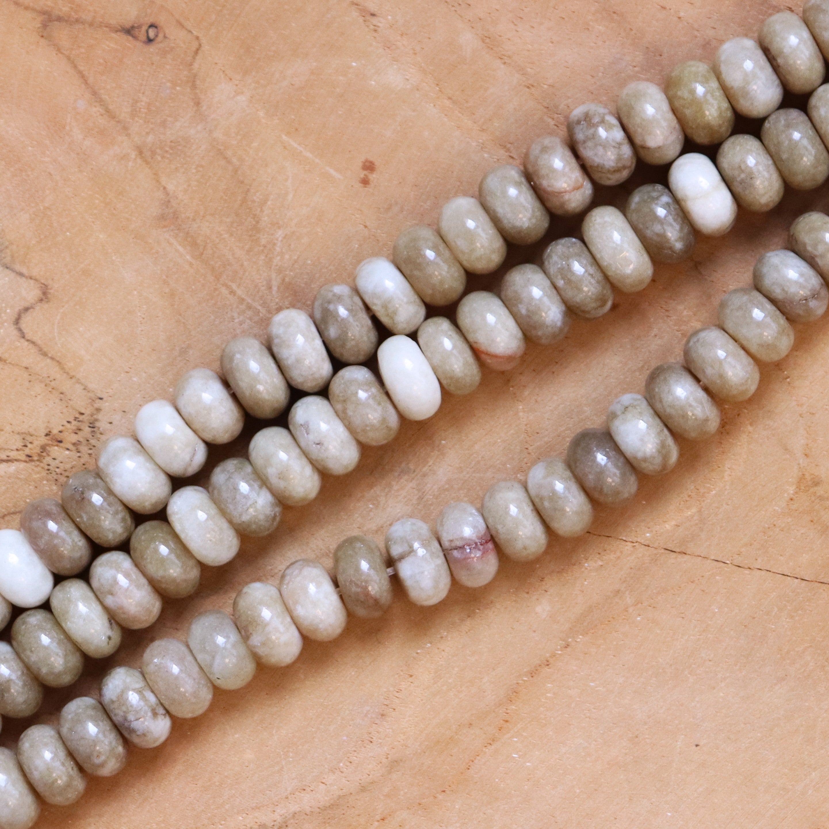 Kralenstreng rondellen dyed jade - Camel