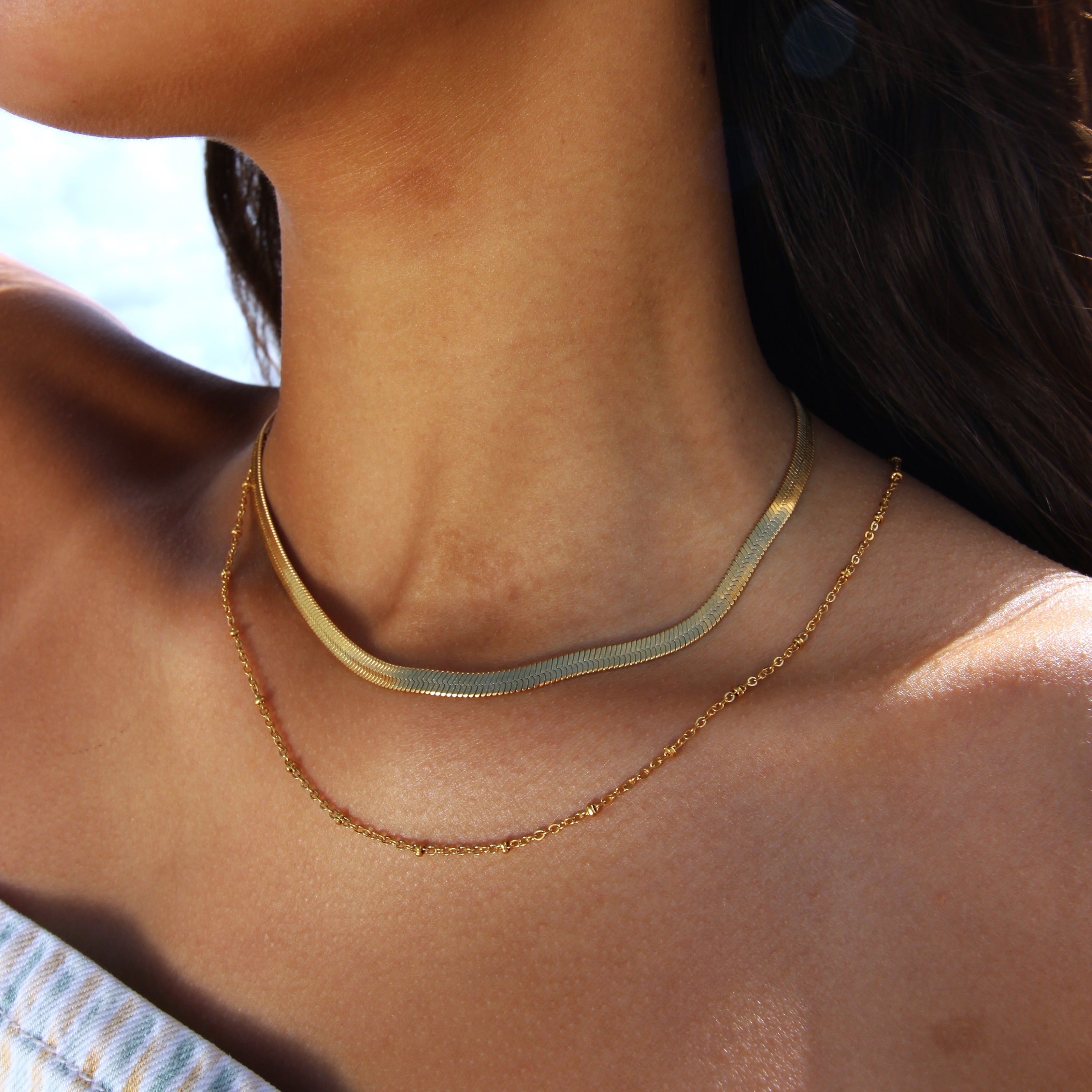 Stainless steel ketting goud - bolletjes