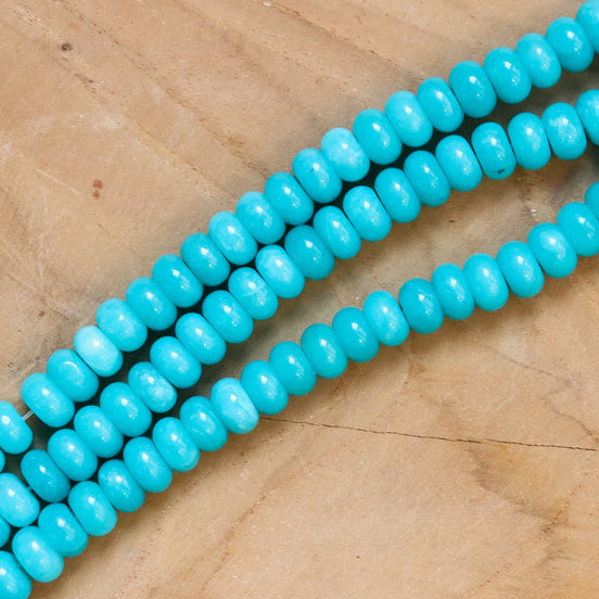 Kralenstreng rondellen dyed jade - Turquoise blue
