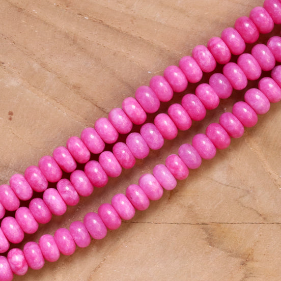 Kralenstreng rondellen dyed jade - pink sugar