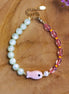 Bracelet with ceramic fish green-pink