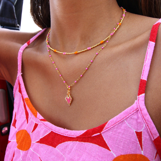 Kettingbedel met verguld slot - kralenhart