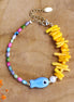 Bracelet with ceramic fish orange-blue
