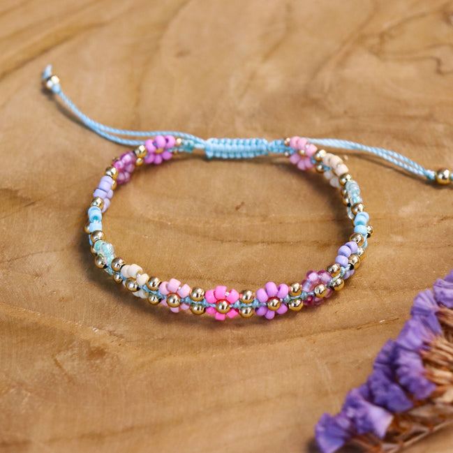 Knotted flower bracelet - turquoise
