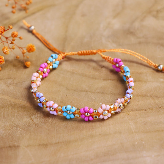 Geknotetes Blumenarmband - orange