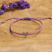 Bracelet with golden heart - purple