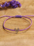 Bracelet with golden heart - purple