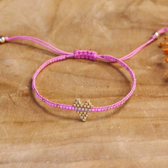 Armband mit goldenem Herz - rosa