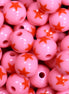 Funky ronde acryl kraal - ster roze/rood