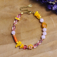 Rose quartz and shell beads bracelet